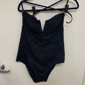 Black Open Back Swimsuit